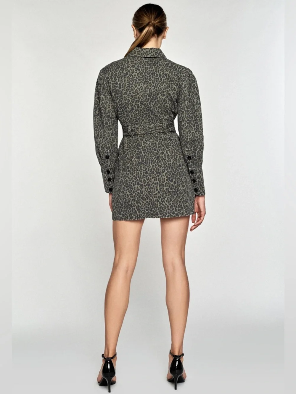 Marissa Webb MERA LEOPARD PRINT CANVAS MINI DRESS sz 8 - Picture 10 of 10